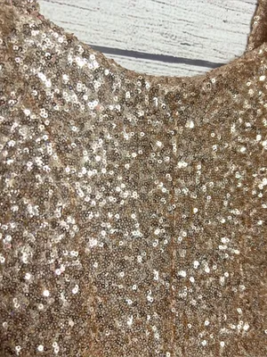 Couture Gold Sequin Sparkling Off Shoulder Formal Evening Gown Size Small Tall thumbnail 4