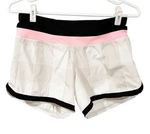 Lululemon Groovy Run Short Dune Gros Gingham Plaid Bleached‎ Coral/Black Size 4 thumbnail 1