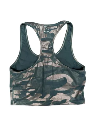 Beyond Yoga First Class Racerback Crop Tank Bra Camouflage Metallic Green Medium thumbnail 2