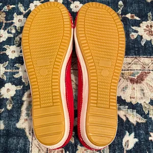 NWOT Red and Cream Embroidered Slip-On Flats thumbnail 5