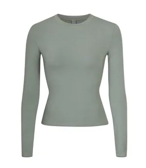 - SKIMS COTTON JERSEY LONG SLEEVE T-SHIRT | Mineral - S NWT NEW thumbnail 2