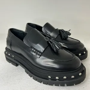 Free People Black Leather Loafers thumbnail 2