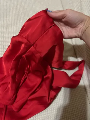 shein red silk top thumbnail 2