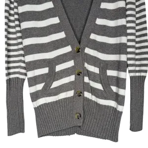American Eagle AOE Fall 2010 Y2K Striped Cardigan L Wool Grey Preppy Millennial thumbnail 3