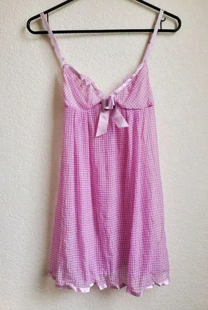 Victoria's Secret Babydoll Women Medium Bow Slip Semi Sheer Cami Pink Silky Trim thumbnail 10
