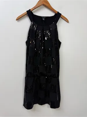 White House Black Market Sequin Check Halter Tunic Dress size S thumbnail 3