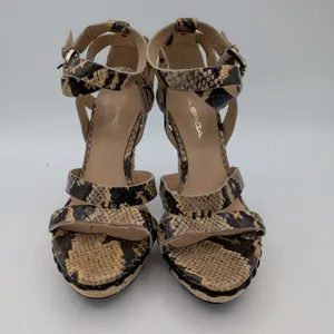 Via Spiga Snakeskin Print Jute Wrapped Platform Sandals Heels Tan‎ Brown 6M thumbnail 3
