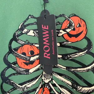 NWT Romwe Green Skeleton Print Sweatshirt L thumbnail 6