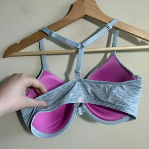 Pink Wear Everywhere Push-Up Bra 32DD Gray Women Racerback Front Close thumbnail 3