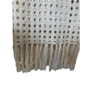 Eleven Six Shaya Crochet Midi Dress w/ Fringe Ivory Cotton Resort Wear Old Money thumbnail 9