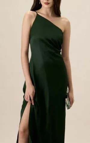RIHOAS Women's Green One-shoulder Satin Maxi Dress 3 thumbnail 1