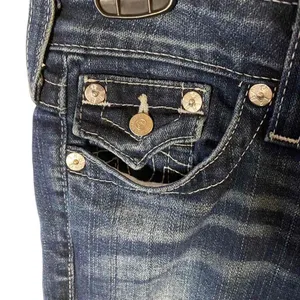 True Religion Womens Blue Embroidered Pockets Straight Leg Denim Jeans‎ Size 26 thumbnail 4