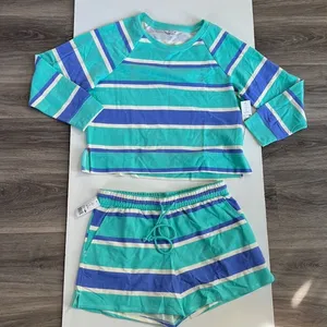 Wildfox Striped Long Sleeve Matching Lounge Wear Set Medium thumbnail 1