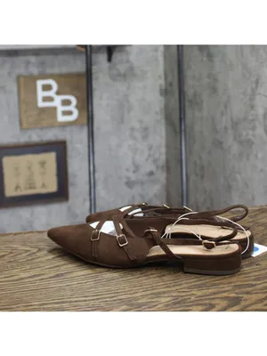 NWT A New Day Twiggy Multi Buckle Mini Heel Flats 94303757 Brown 7M thumbnail 3