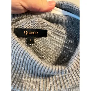 Quince Australian Merino Wool Cropped Mock Neck Sweater in Heather Grey Size L thumbnail 9
