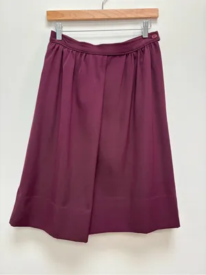Vintage 1970s Gucci 100% Wool Burgundy A-Line Skirt Made in Italy S thumbnail 2