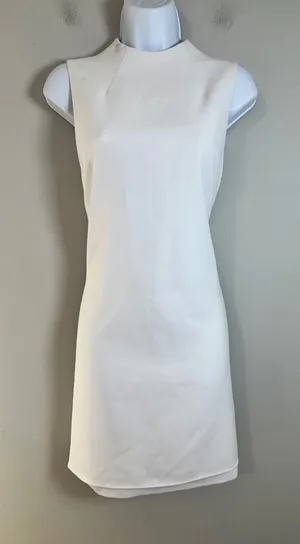 Alice + Olivia White High Neck Sleeveless Mini Shift Dress Size 2 thumbnail 1