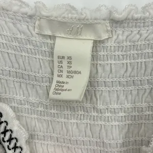 H&M Smocked Babydoll Tank Top Size XS in White & Black thumbnail 3