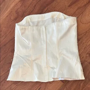 White House Black Market White Creme Embroidered Beaded Corset Top Size 2 thumbnail 7
