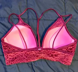 PINK - Victoria's Secret Lightly Lined Maroon Velvet Bralette thumbnail 3