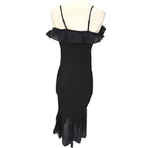 Anthropologie Celandine Off the Shoulder Smocked Midi Dress‎ Black Size XXS thumbnail 5