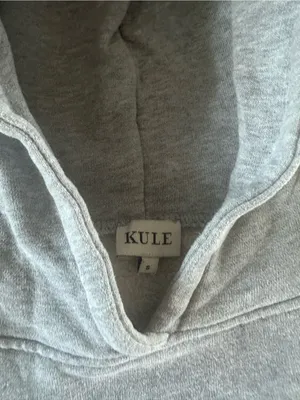 KULE Gray Hoodie with Red & Navy Cuff Trim thumbnail 2