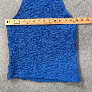 Maeve Anthropologie Textured High Neck Halter Tank Top Women's Medium Blue New thumbnail 3