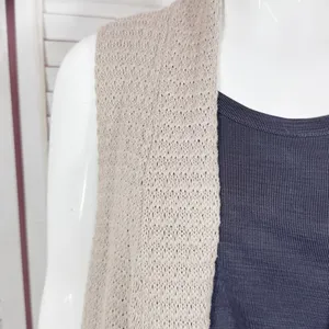 RXB Boho Open‎ Waterfall Long Cardigan Sweater Vest Tan Large Cotton thumbnail 5