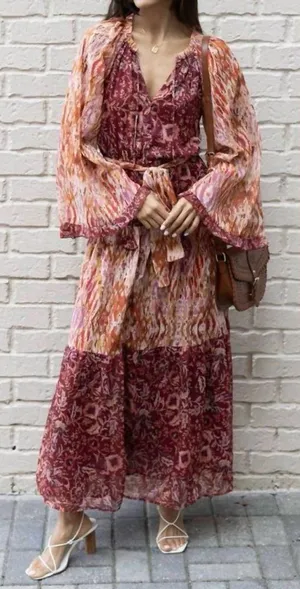 BTFL-LIFE Kira Angel Tiered Chiffon Med Dress Whimsical Fairycore Boho-Chic Fall thumbnail 1