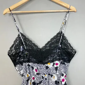 Vintage Teddy Lingerie Floral 1980s Women Lace Navy‎ White Ruffle Retro Bodysuit thumbnail 5