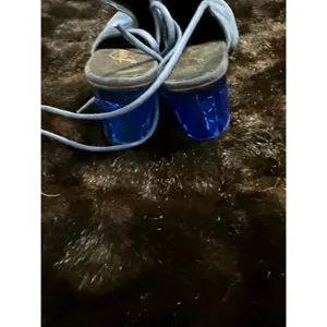 Free People Blue Suede Lucite Heels Sparkler Wrap Mules Shoes 41 10.5 thumbnail 3