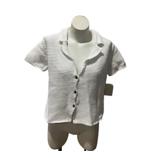 Free People Polo Top Womens L White Button Front Collared Beach Boho thumbnail 7