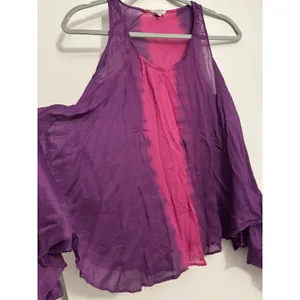 Y2K/2000s GUESS Women's Sheer TieDye Purple and Pink Tank Top Racerback - Size M thumbnail 3