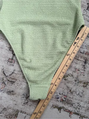 Pacsun Textured High Cut One-Piece Swimsuit in Sage Green thumbnail 7
