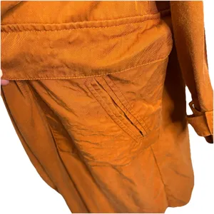Zara Drawstring Belt Orange Trench Coat Size Medium Womens Pockets Long sleeve thumbnail 5