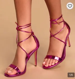 Lulus Pink Metallic Strappy Heels thumbnail 1