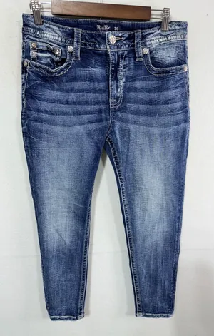 Miss Me Jeans Curvy Ankle Skinny Women's 30 Blue E3764VFA5 Horseshoe Western thumbnail 1