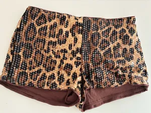 sequin cheetah shorts thumbnail 1
