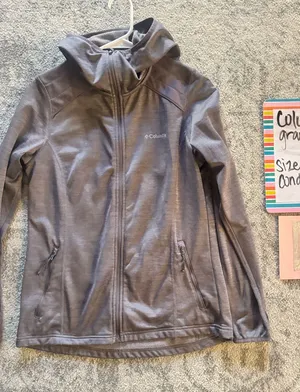 Columbia Women’s Softshell Jacket Medium Gray Hooded Fleece Lined Sport thumbnail 1