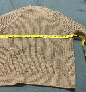 J.Crew Rib-Knit Mockneck Sweater Size M Tan Cotton Blend Button Shoulder thumbnail 7