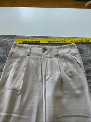 Stradivarius Cream Khaki Linen Blend Tailored Dress Pants Size 6 thumbnail 8