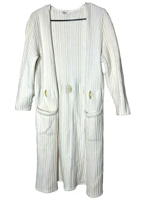 Vintage‎ Cream Chunky Knit Long Duster Cardigan thumbnail 1