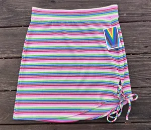Target Pride Women's Asymmetrical Rainbow Striped Pull On Casual Mini Skirt|Sz:M thumbnail 1