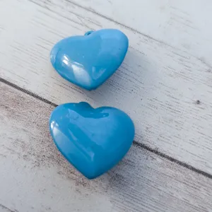 Vintage Clip On Earrings Blue Heart Just Over 7/8" thumbnail 5