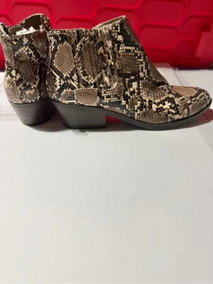 Kim Rogers Snake-Print Ankle Booties in Brown and Black thumbnail 5