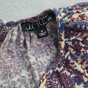 J. Crew Paisley Linen Smocked Waist Dress Blue Burgundy BP857 Womens Medium‎ thumbnail 5