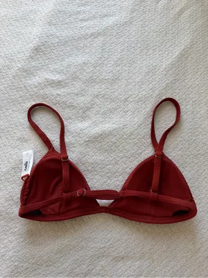 Andie The Gold Coast Bikini Top Ribbed Red Small thumbnail 3