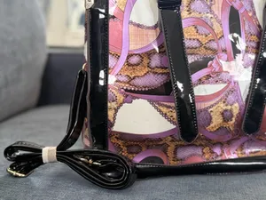 Stylish Black and Purple Women's Vintage Look Handbag thumbnail 2