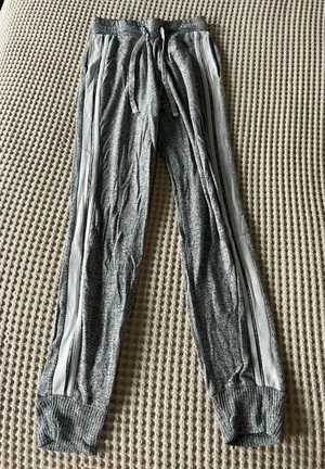 Gray and white striped Hollister Co. sweatpants with drawstring waist, size XS #loungewear #athleisure thumbnail 1
