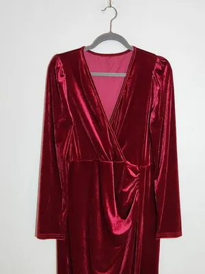 Wine Red Velvet Bodycon Formal Dress Size XXL thumbnail 2